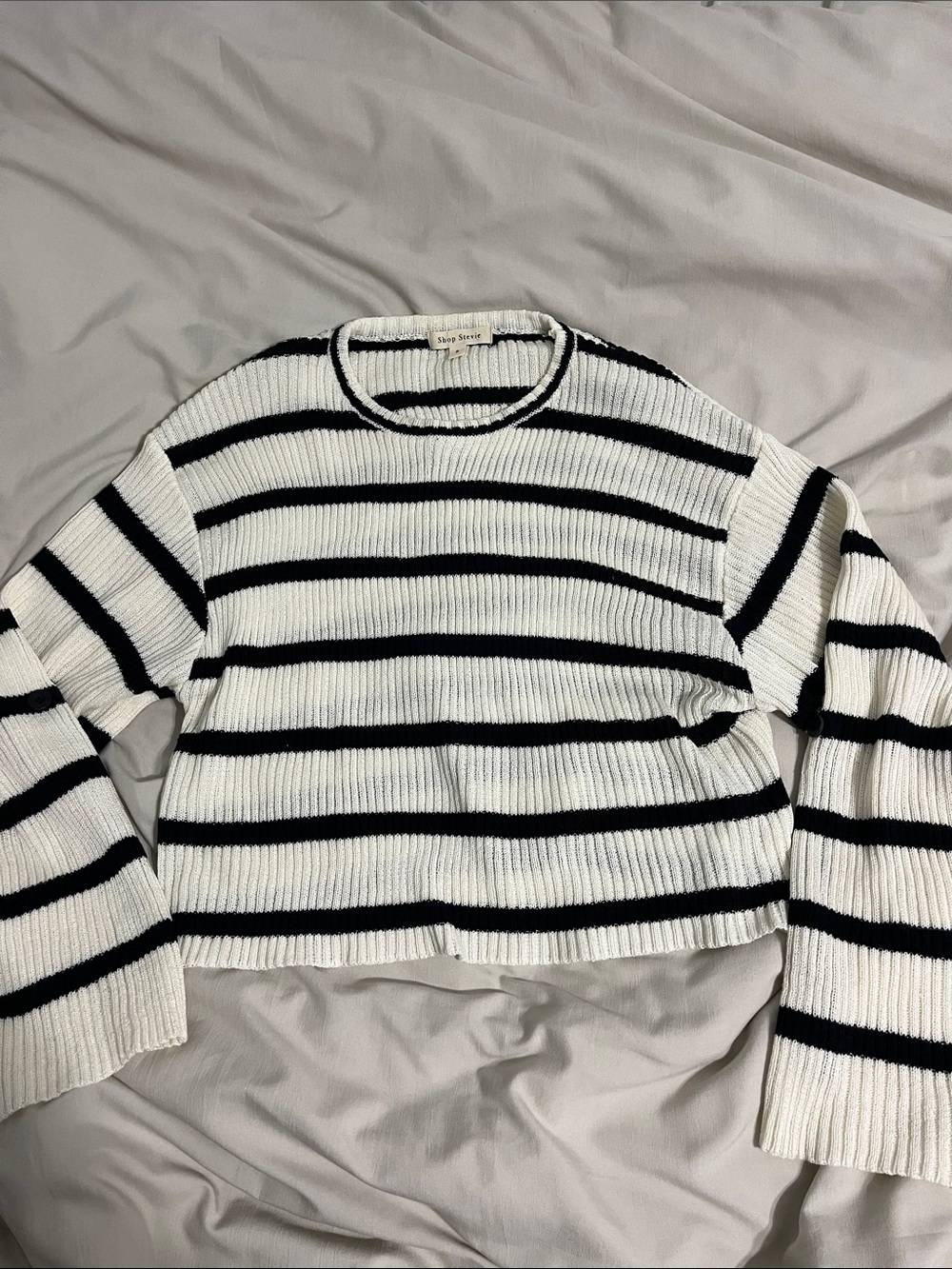 Black & White Striped Ribbed Summer Sweater
